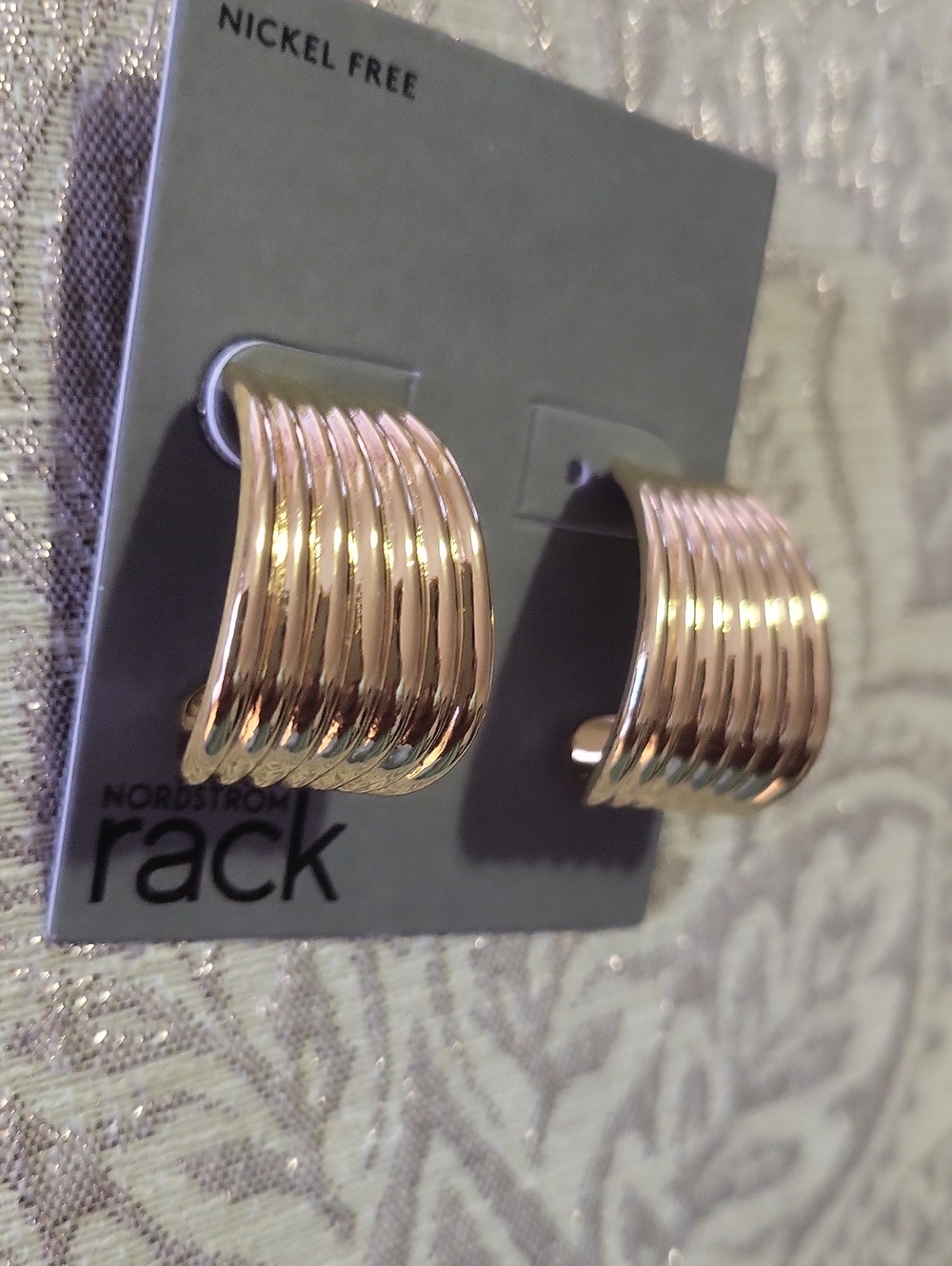 Nordstrom Rose Gold Ribbed Hoop Earrings